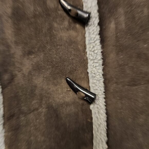 Cotton Ginny Vest Faux Suede Womens Small Faux Sherpa Lining Unique Buttons Boho - Picture 8 of 14